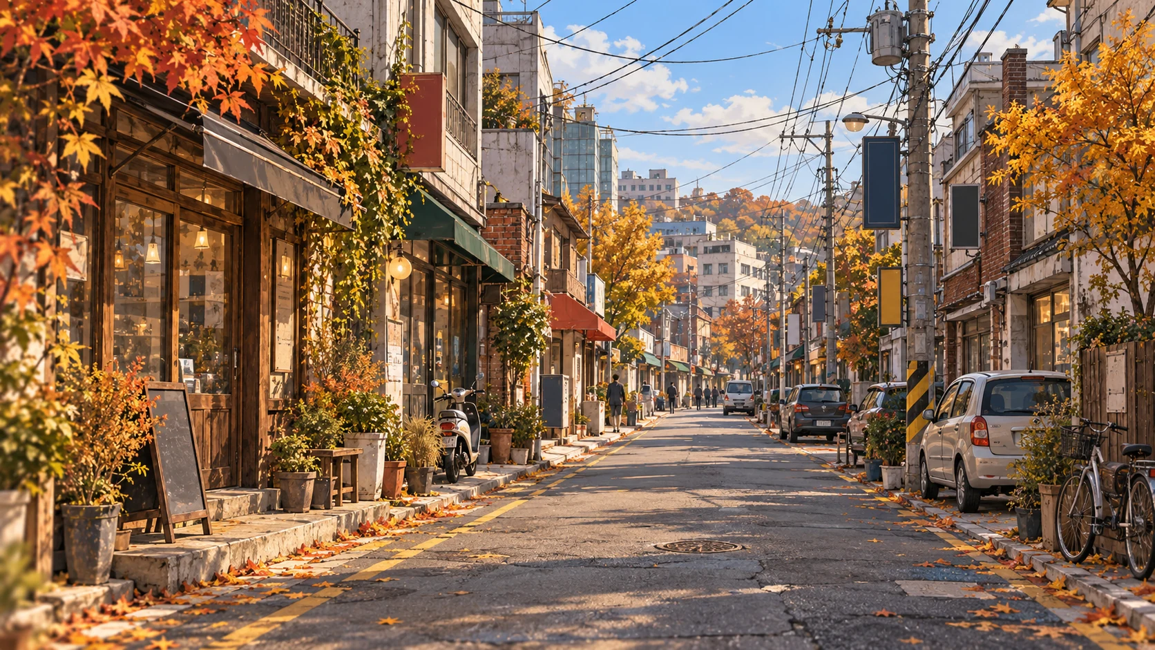 Rue illustrée dans le parcours à Jeonju