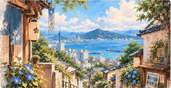 Vue lumineuse de Fukuoka